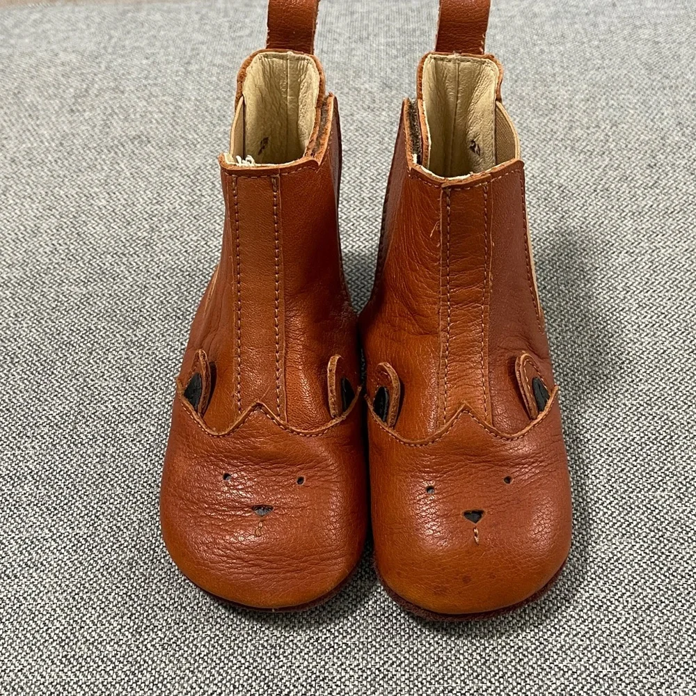 EMILE ET IDA Mouse First Steps Leather Baby Boots